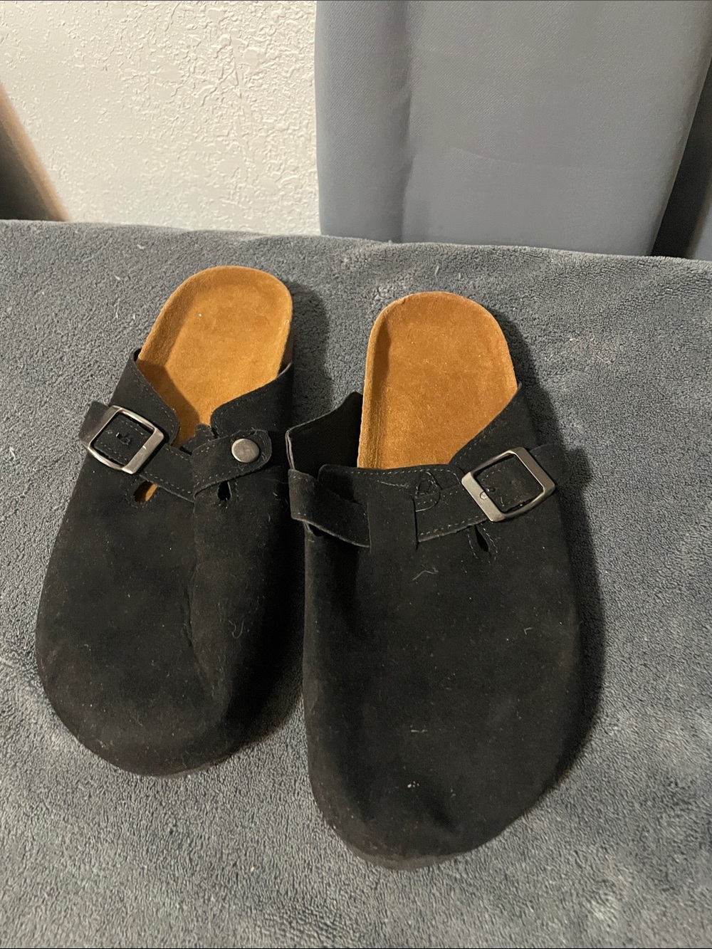 Men's Black Suede Slip-On Buckle Shoes - Comfortable Casual Footwear